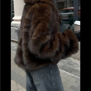 Luxurious Brown Faux Fur Jacket